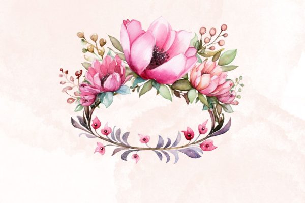 Watercolor Floral Crown  Clipart Bundle Sale - Image 2