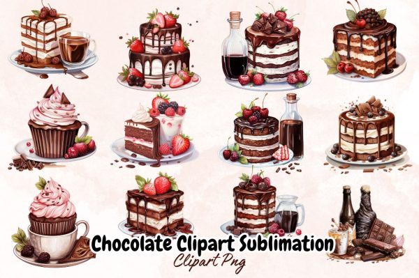 Watercolor Chocolate Clipart Sublimation Bundle Online now - Image 5