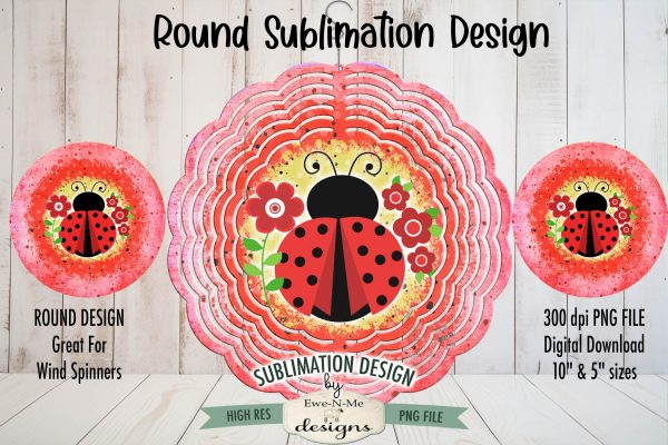 Bright Ladybug Wind Spinner Sublimation Design Discount