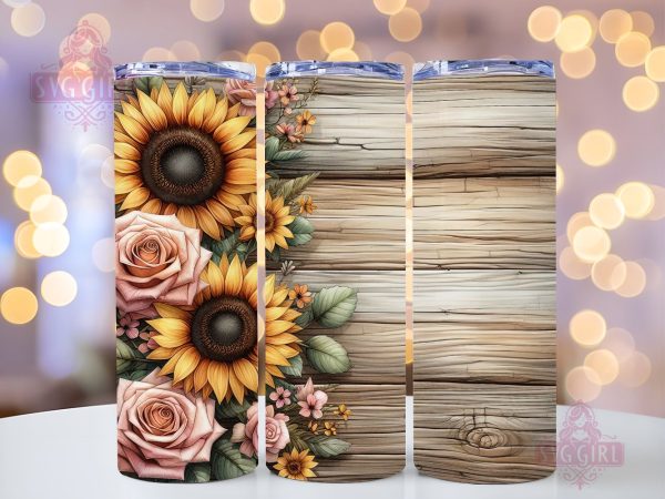 Sunflower Border 20oz Tumbler Wrap Sublimation Design, Straight Tapered Tumbler Wrap, Sunflower Tumbler Png, Instant Digital Download Supply