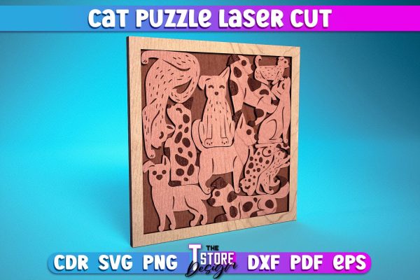 Cat Puzzle Laser Cut | Puzzle Game Laser Cut Design | CNC Files Cheap - Image 4