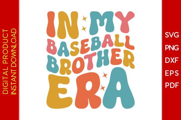 Retro Wavy In My Baseball Brother Era SVG PNG PDF Cut File Cheap