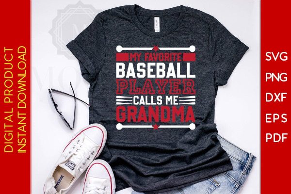 My Favorite Baseball Player Calls Me Grandma SVG PNG PDF Cut File Online Sale - Image 2