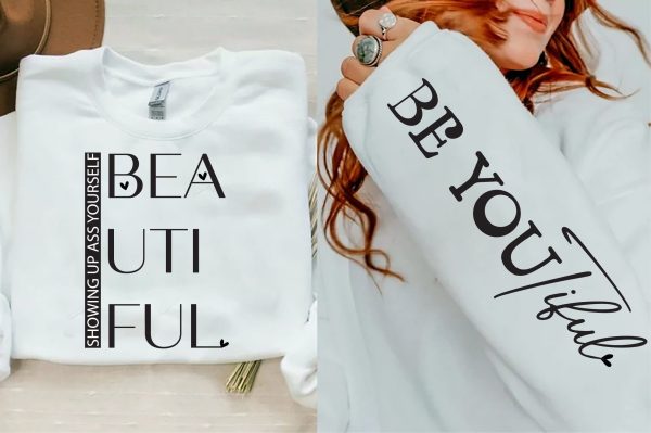 BeYouTiful Sweatshirt, Trendy Sleeve Design Sweater, Strong Woman Hoodie For Cheap - Image 3