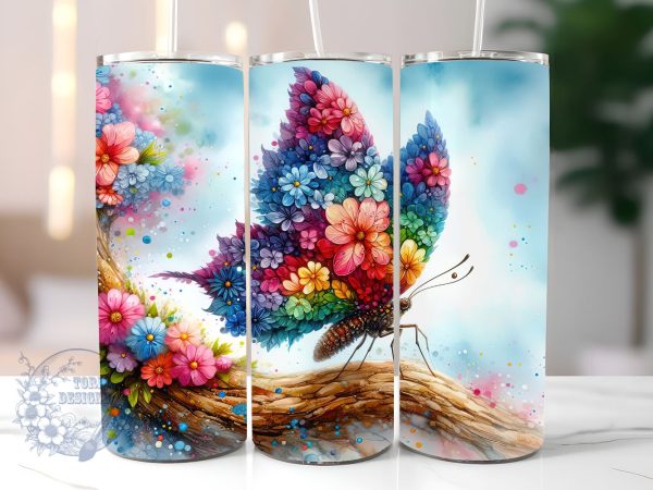 Autism Awareness Butterfly 20oz Skinny Tumbler, Butterfly Tumbler Png, Straight & Tapered Tumbler Wrap, Instant Digital Download Discount