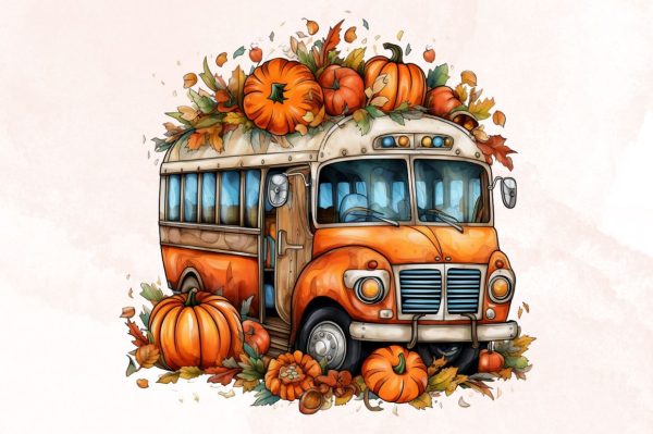 Watercolor Fall Pumpkin Sublimation Clipart Bundle Online - Image 2