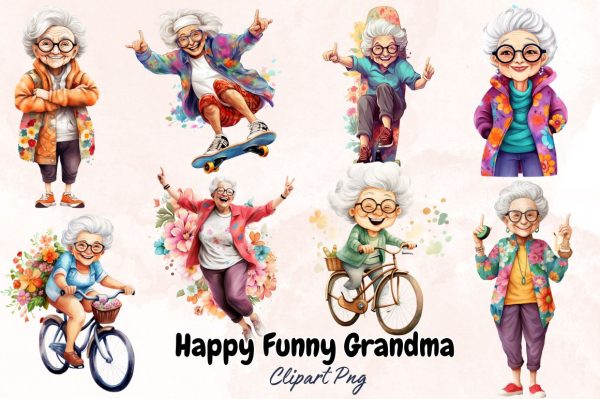 Watercolor Happy Funny Grandma Sublimation Bundle Supply - Image 2