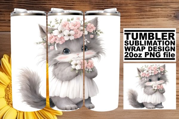 Cute Cat Tumbler Sublimation Collection Supply