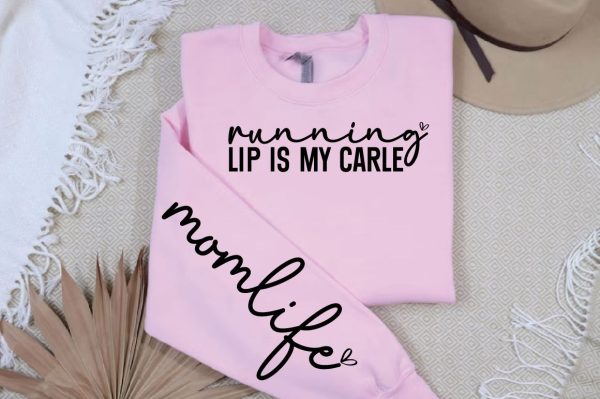 Running lip is mycarle lip is mycarle  Sleeve Svg design Online - Image 3