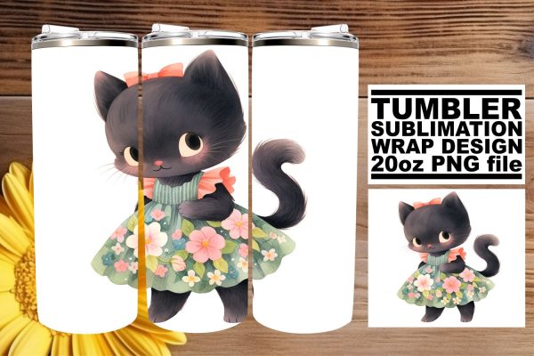 Adorable Feline Design 20oz Tumbler Sublimation Set Online Sale