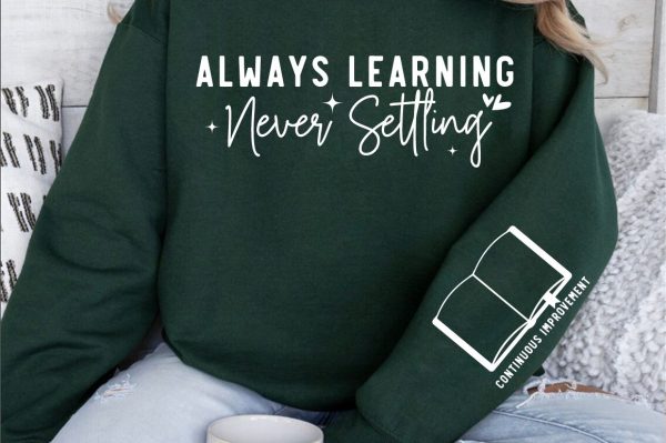 Always learning never settling Sleeve SVG Design Sale - Image 3