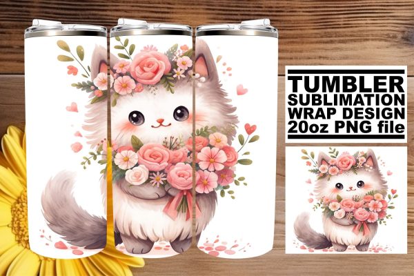 Watercolor Cat Lover 20oz Tumbler Design Discount