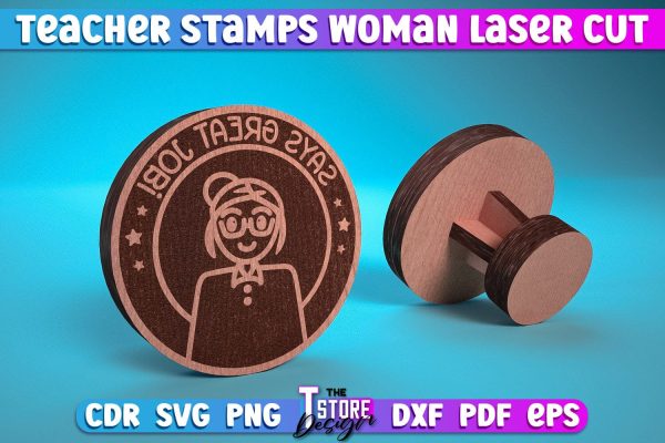 Teacher Woman Stamp Laser Cut | Teacher Laser Cut Design | CNC Files For Sale - Image 2