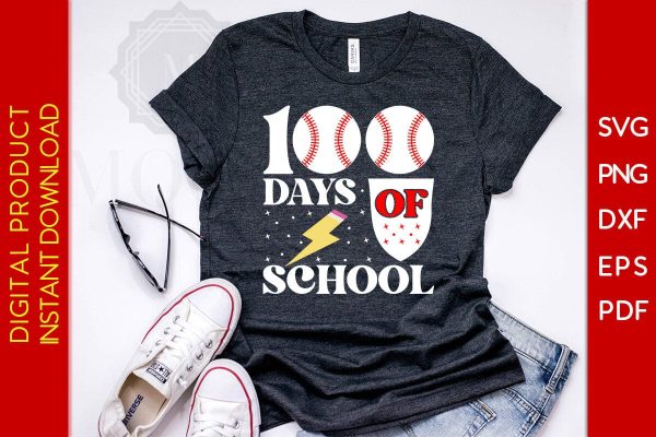 100 Days Of School Baseball SVG PNG PDF Cut File Sale - Image 2