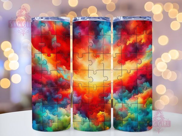 Autism 20oz Tumbler Wrap Sublimation Design, Straight Tapered Tumbler Wrap, Autism Awareness Tumbler Png, Instant Digital Download Sale