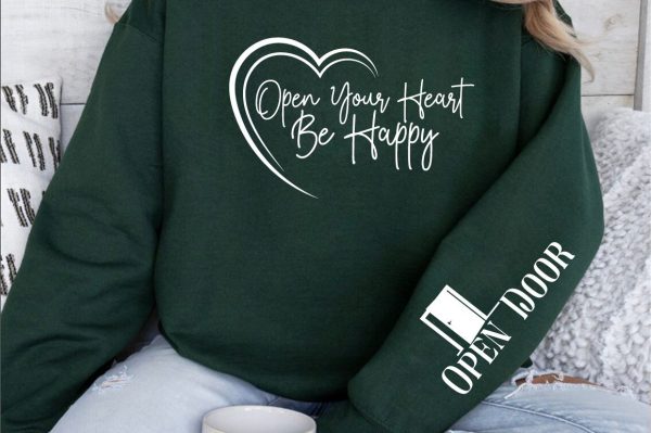 Open your heart be happy Sleeve SVG Design For Cheap - Image 3