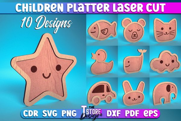 Children Platter Laser Cut | Platter Laser Cut Design | CNC Files on Sale