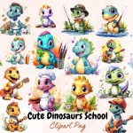 Watercolor Cute Dinosaurs School Sublimation Bundle Discount - Image 2