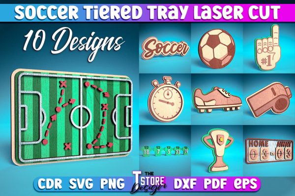 Soccer Tiered Tray Laser Cut | Tiered Tray Laser Cut Design | CNC Files Cheap