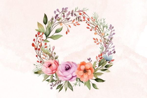 Watercolor Floral Crown  Clipart Bundle Sale
