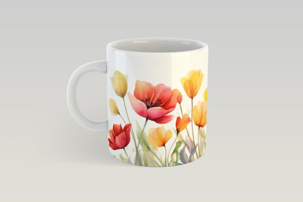 Spring Flowers Mug Sublimation, Flowers Mug Wrap. Online Hot Sale - Image 3