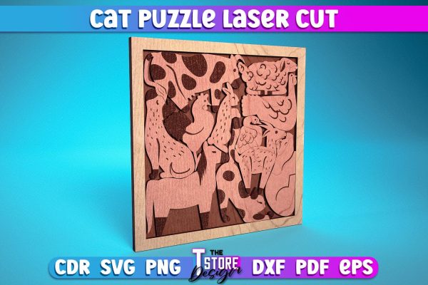 Cat Puzzle Laser Cut | Puzzle Game Laser Cut Design | CNC Files Cheap - Image 2