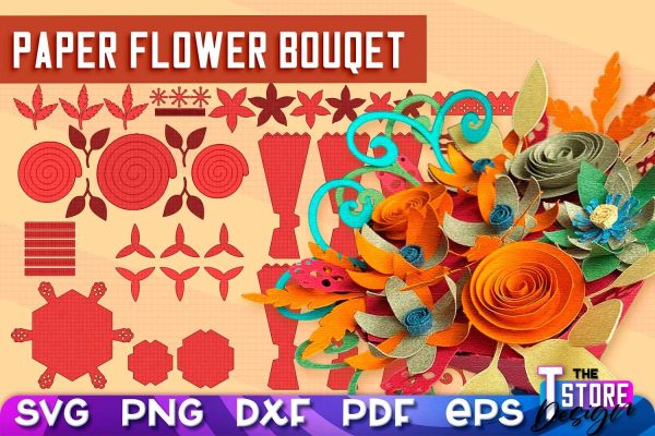 Paper Flower Bouquet SVG Design | Flower Bouquet SVG Design | Mother’s Day Gift Supply