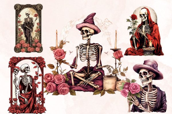 Watercolor Skeleton Witch Tarot Card Clipart Bundle Online - Image 2