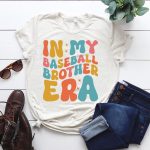 Retro Wavy In My Baseball Brother Era SVG PNG PDF Cut File Cheap - Image 2