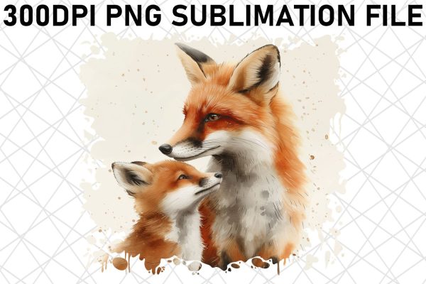 Tender Watercolor Animal Mom & Baby Sublimation Hot on Sale