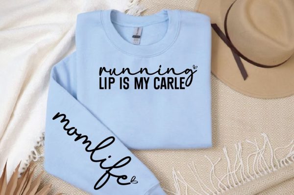 Running lip is mycarle lip is mycarle  Sleeve Svg design Online - Image 2