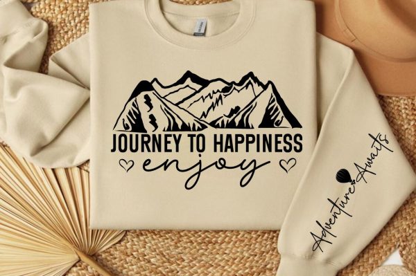 Journey to happiness enjoy Sleeve SVG Design Cheap - Image 2
