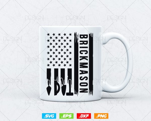 Bricklayer American Flag Brick Mason Life Masonry Svg Png, Construction svg, SVG Files for Cricut Silhouette, Clipart, Instant download Online now - Image 3