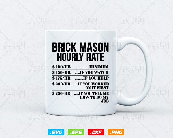 Funny Brick Mason Hourly Rate Bricklayer Labor Rates Svg Png, Mason life, Construction Svg, SVG Files for Cricut, Clipart, Instant download Discount - Image 3