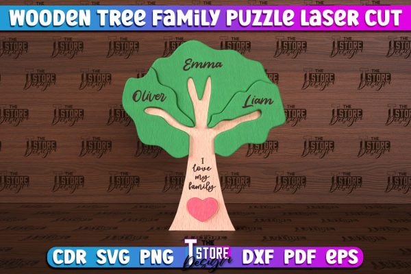 Wooden Tree Family Puzzle Laser Cut | Family Puzzle Design | CNC File Cheap - Image 5