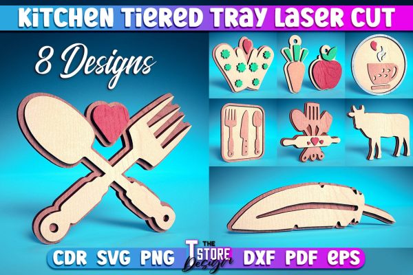 Kitchen Tiered Tray Laser Cut | Tiered Tray Laser Cut Design | CNC Files Sale