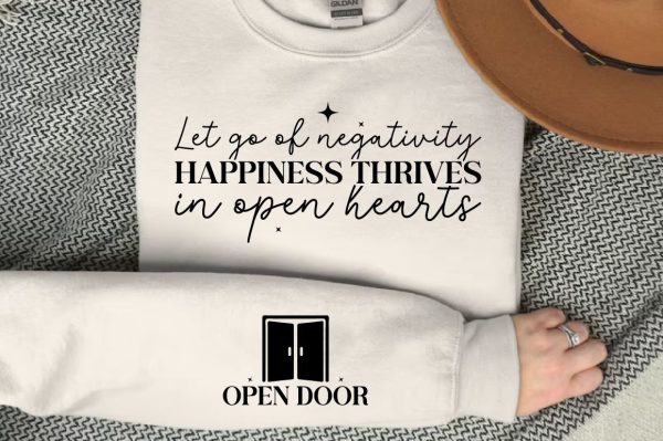 Let go of negativity happiness thrives in open hearts Sleeve SVG Design Sale - Image 3