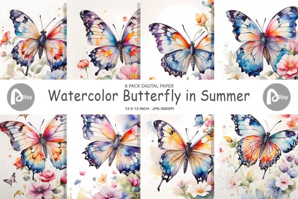 Digital Paper Watercolor Butterfly Online