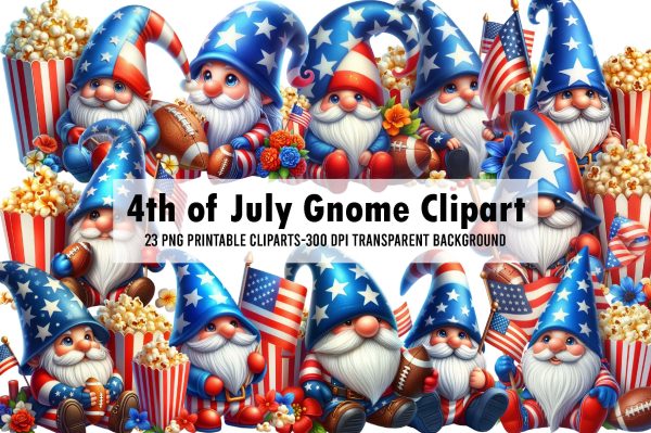 4th of July Gnome Clipart Online Sale