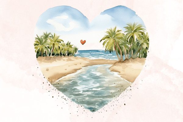 Watercolor Beach Heart  Clipart Bundle Online now - Image 5