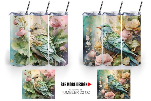 Tumbler Wrap Bird and Botanical For Sale - Image 2