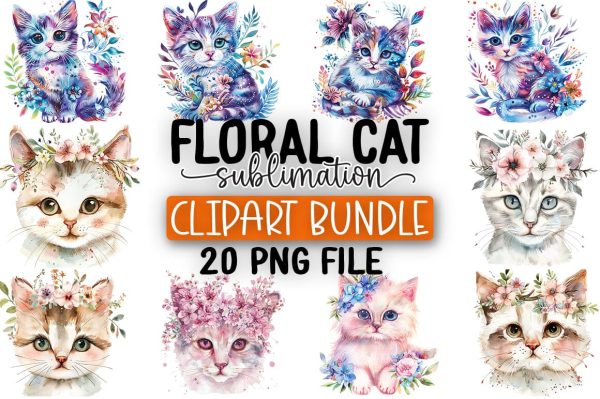 Cute Cat Clipart PNG Bundle For Sale