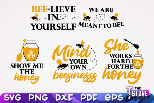 Bees SVG Design | Bees Quotes SVG Design | Honey SVG v.1 Cheap - Image 4