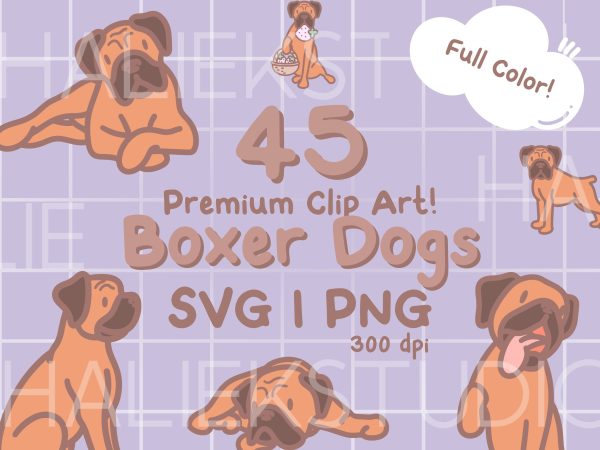 Cute Boxer Dog Color SVG and PNG Design Set Online Hot Sale