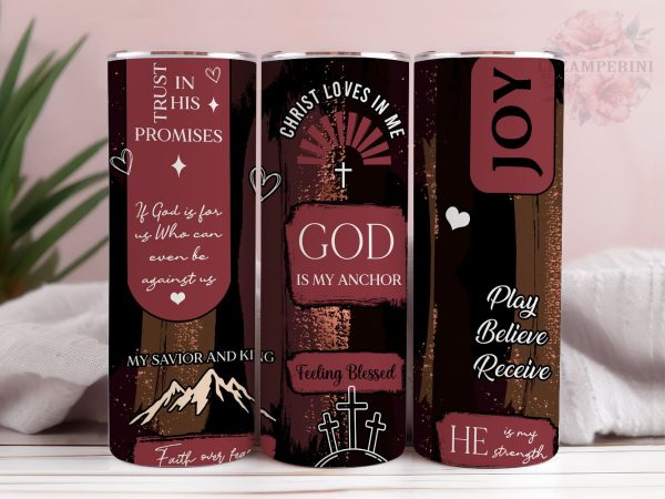 Boho Christian God 20oz Tumbler Wrap PNG, Religious Affirmations Tumber Png, Straight & Tapered Tumbler Wrap, Instant Digital Download Supply
