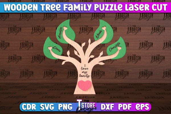 Wooden Tree Family Puzzle Laser Cut | Family Puzzle Design | CNC File Cheap - Image 4