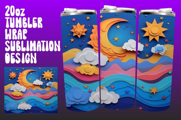 Vibrant 3D Sun Tumbler Sublimation Artwork For Discount