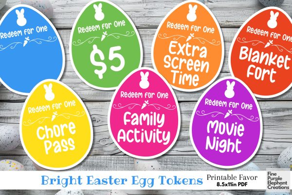 Printable Bright Easter Egg Coupon Digital Paper Cards | Basket Filler Token Online Hot Sale