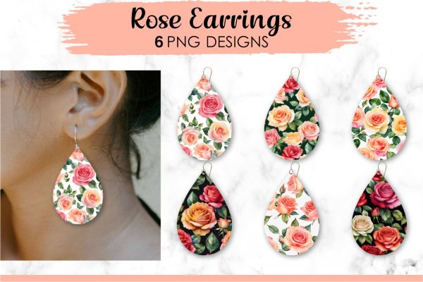 Earring Png, Rose Earrings, Flower Teardrop Earring Designs, Earring Sublimation Designs, Teardrop Earrings Bundle, Earrings Template, Sublimation Earrings, PNG Earrings, Spring Sublimation Earrings Online Sale