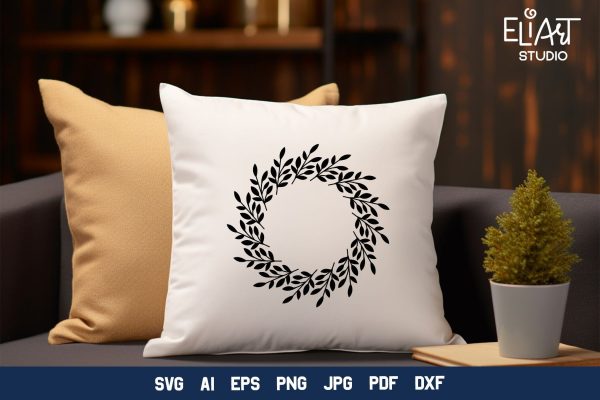 Floral Circle Frame, Leaves Round Monogram Frame. For Cheap - Image 2